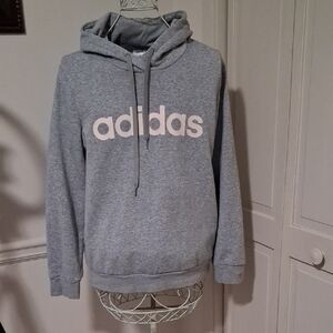 Adidas Gray Hoodie with Pink Logo